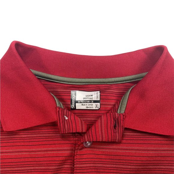 Slazenger Classic Fit Polo Golf Shirt Mens Size XL Red Striped UPF 30+ Wicking - Picture 5 of 6